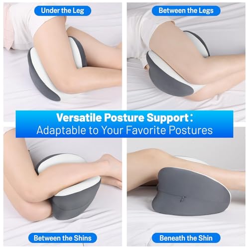 Knee Pillow for Side Sleepers - Memory Foam Leg Support Cushion