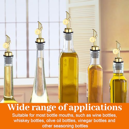 12 Pcs Stainless Steel Oil & Liquor Bottle Pourers Auto Flip Spouts for Kitchen & Bar