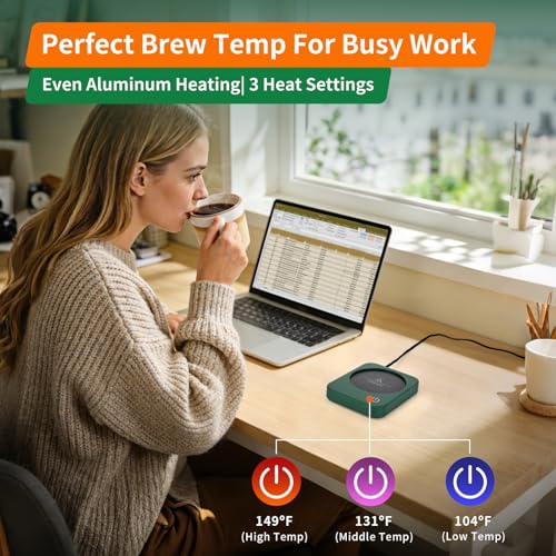 Electric Coffee Mug Warmer for Desk with 3-Temp Settings & Auto Shut Off