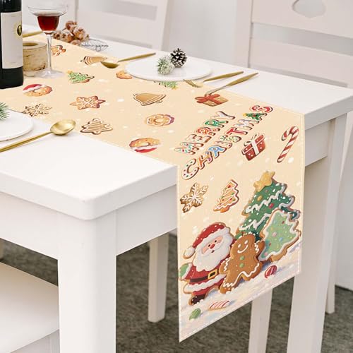 Oxxden Christmas Table Runner R 13x72 Inch Holiday Cookies & Santa Design