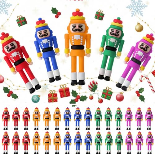 Mini Nutcracker Soldier Figures (25-Pack) - 2" Colorful Christmas Ornaments