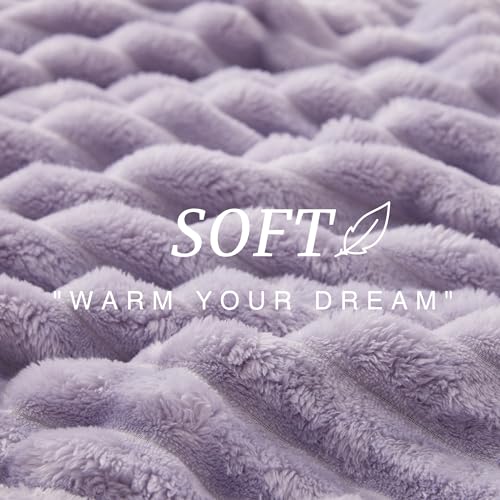 3D Stripe Jacquard Fleece Throw Blanket - Soft Lightweight Flannel 50x60