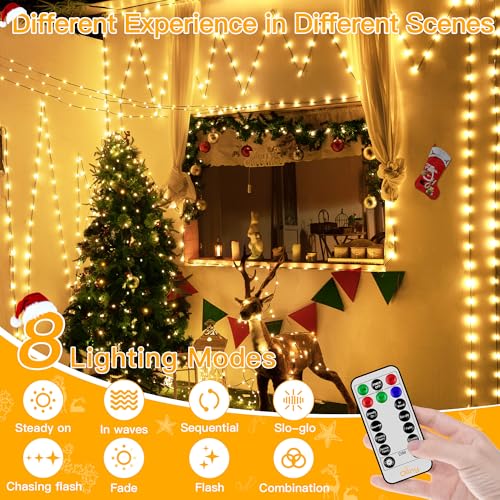 Ollny Warm White 1000 LED Christmas String Lights Waterproof 330ft with Remote