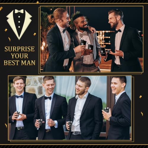 Rigibright 80 Pcs Black Groomsmen Gift Set for Wedding - Flasks, Shot Glasses & More