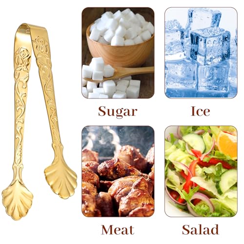 Gold Mini Serving Tongs for Ice, Desserts & Appetizers — 2 Pack