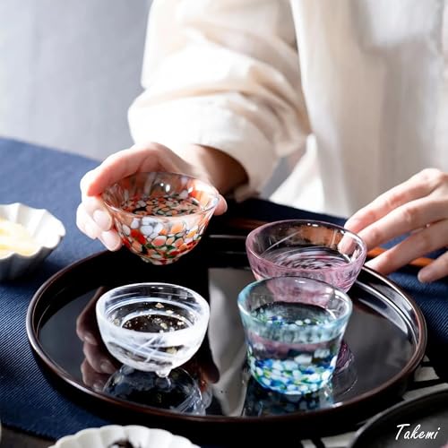 Japanese Sake Cups Set - Handcrafted Mini Glass Gift, 4 Pcs, 1.7 oz Each, Made in Japan