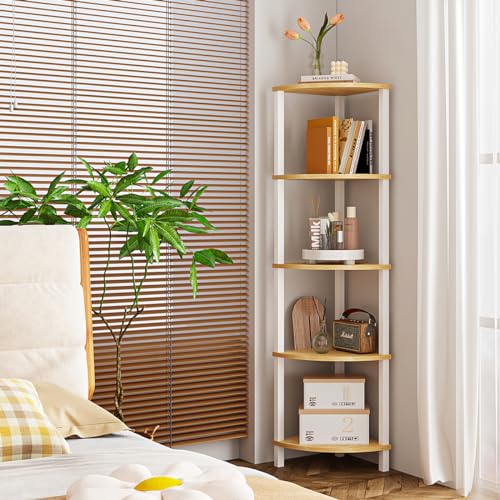 5-Tier Corner Bookshelf, Industrial Storage Display Rack for Home Office