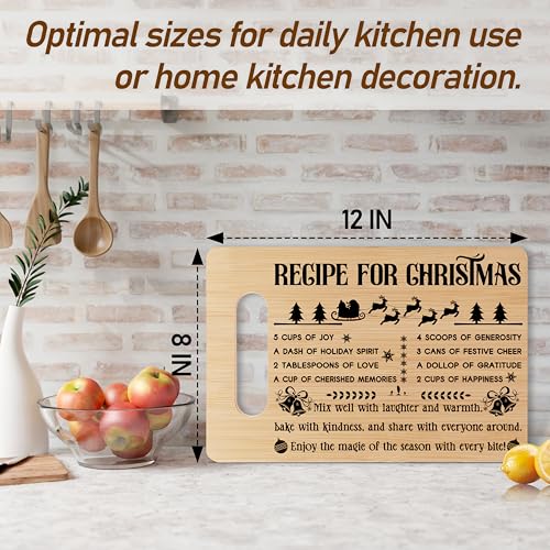 Christmas Recipe For Christmas Wooden Charcuterie Board - Winter Bamboo Cutting Board, Holiday Gift for Family & Friends