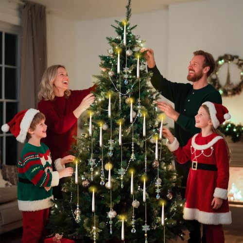 Everloria Iridescent 12-Piece Christmas LED Candle Set with Remote & Ornaments