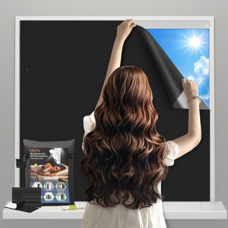 Portable Blackout Curtains 79x58 inches - No-Drill Window Blinds for Travel & Home