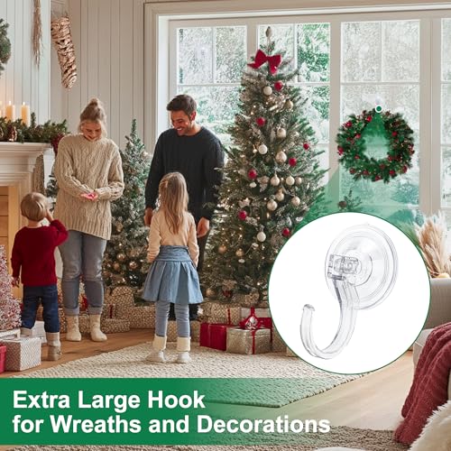 Heavy-Duty Suction Cup Wreath Hooks for Front Door & Windows - 4 Pack