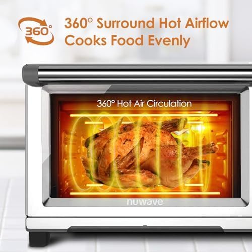 Nuwave Bravo Air Fryer Toaster Oven - 12-in-1 Convection Cooking | 30-QT XL Capacity, Stainless Steel Finish