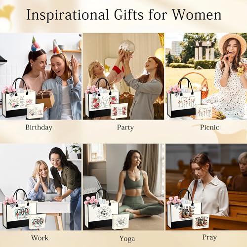 Christian Gifts for Women Tote & Make Up Bag Set - Birthday & Friendship Gifts