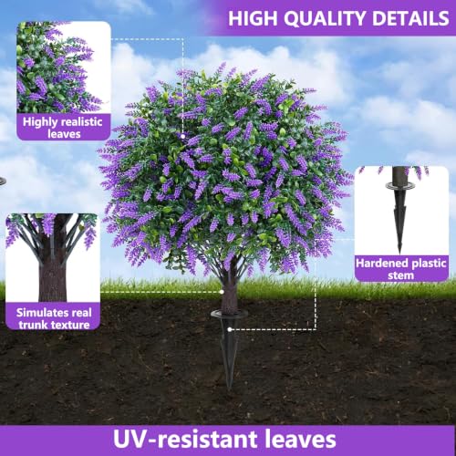 2-Pack Artificial Topiary Ball Shrubs, UV Resistant Faux Boxwood Plants