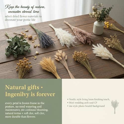 500-Piece Dried Pampas Grass Bouquet - 17-Inch Boho Floral Decor