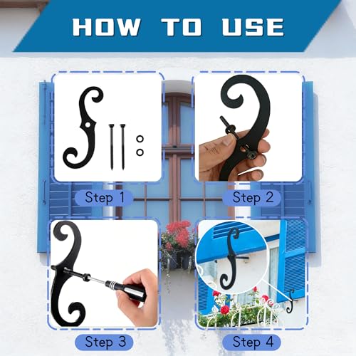 6-Pack S-Style Shutter Dogs, 6.3-inch Metal Exterior Shutter Fasteners
