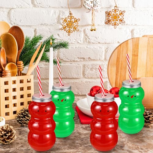 Sliner 20 Set Snowman Christmas Drink Bottles with Straws - Holiday Favors