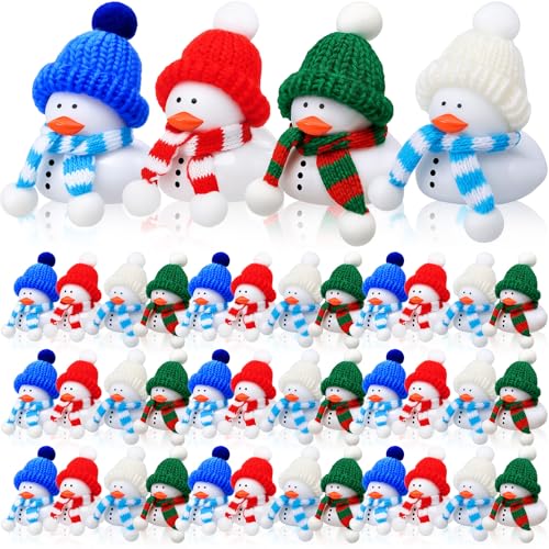 Jerify 24 Pack Christmas Snowman Rubber Ducks - Winter Holiday Party Favors