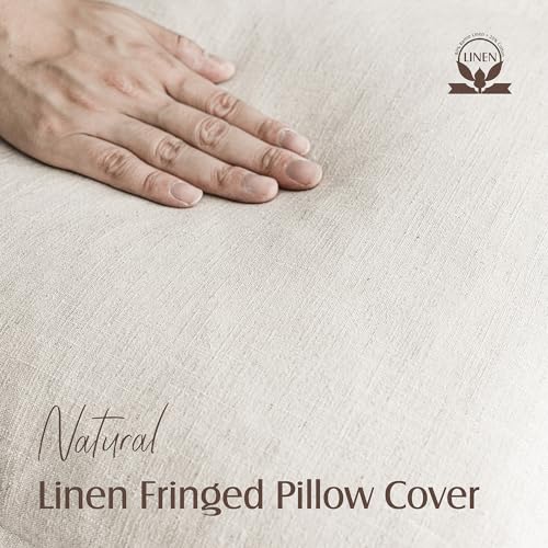 Foindtower Boho Linen Fringe Throw Pillow Covers Set of 2 - 20x20 Inch