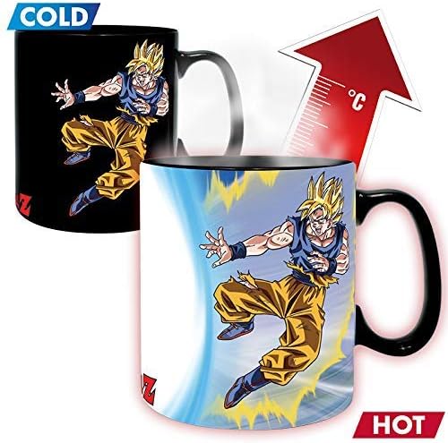 ABYSTYLE Dragon Ball Z Goku vs Buu Heat Change Mug - 16 Fl Oz Ceramic Anime Coffee Mug & Coaster