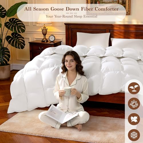 Queen Goose Down Comforter, 850 Fill Power, 600 TC Cotton Cover