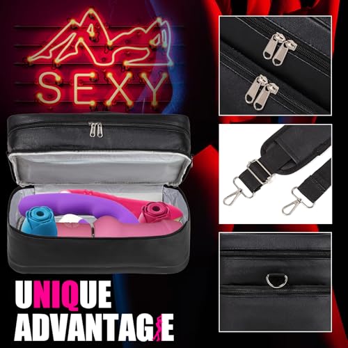Black Lockable Adult Toy Storage Bag Discreet Organizer with Dual Locks