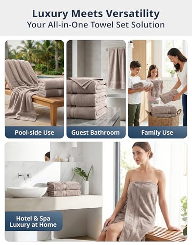 Oversized Cotton Bath Sheets - 35" x 66" Soft Absorbent Towels - 4 Pack