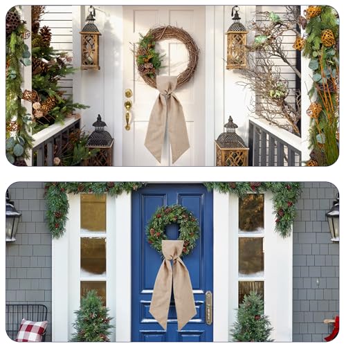2 Pack Burlap Wreath Sash for Front Door Monogram Embroidery