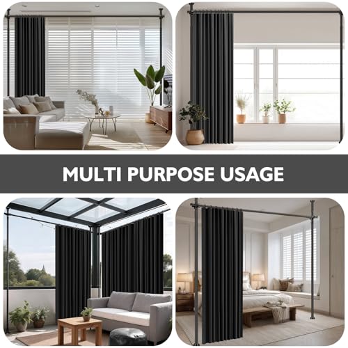 Room Divider Curtain Set with No-Drill Tension Rod, 100" x 84"