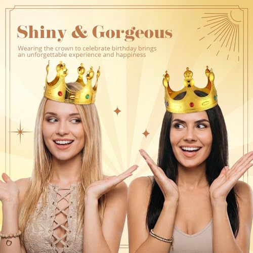 12-Piece Adjustable Royal King Crowns - Gold Plastic Costume Party Props