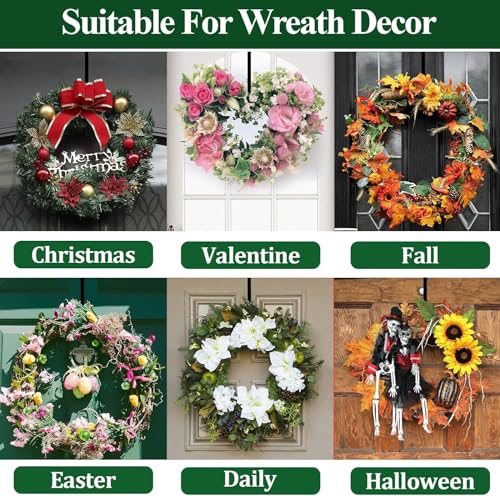 Adjustable Over the Door Wreath Hanger, 15-25 Inch Heavy Duty Metal Hook, Black