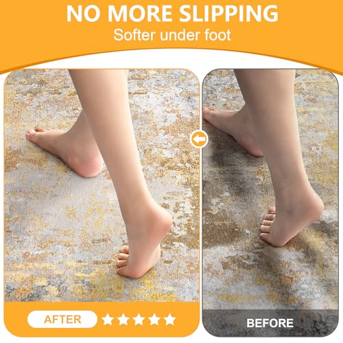 5x7 Non-Slip Rug Pad, 1/4 Inch Thick Cushioned Felt & Silicone Rug Gripper