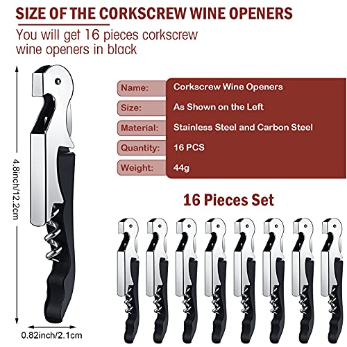 Honoson 16 Pcs Black Waiter's Corkscrew Wine Openers Set - Professional Quality