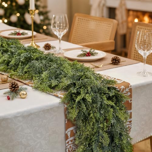 6FT Christmas Artificial Cedar Garland for Mantel - ComfyKit