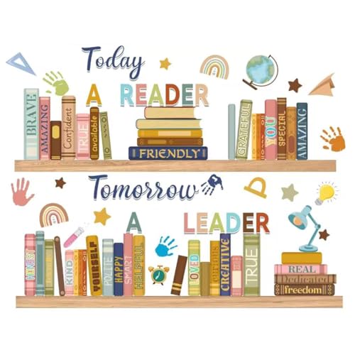 Boho Book Window Clings, Inspirational Double-Sided Classroom Decals