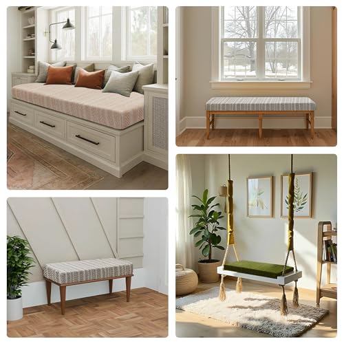 Custom Bench Cushion, High-Density Foam Window Seat Pad for Indoor Furniture