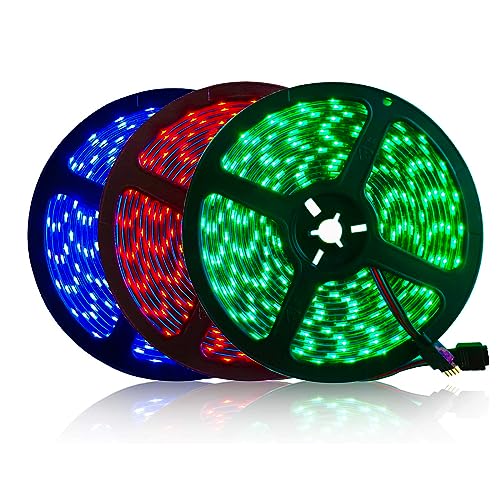 5M RGB LED Strip Light, 5050 SMD Waterproof IP65 Flexible Black PCB