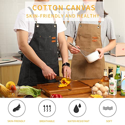 Canvas Cross-Back Apron with Pockets for Cooking, Gardening, and Work
