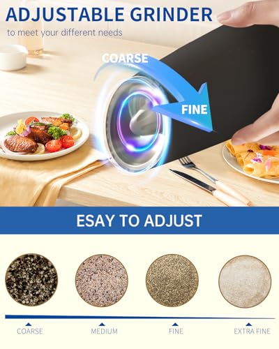 Gravity Electric Salt and Pepper Grinder Set with LED Light, Battery Operated