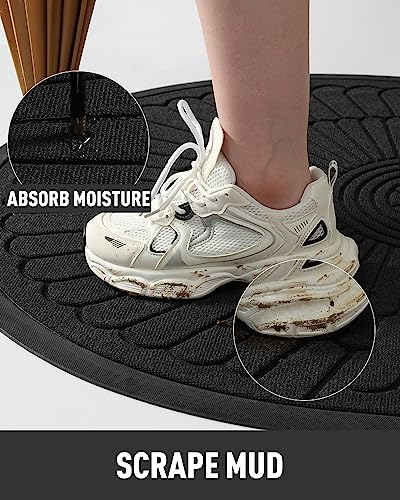 Semicircular Non-Slip Rubber Door Mat 17"x30" - Heavy Duty Dirt Trapper