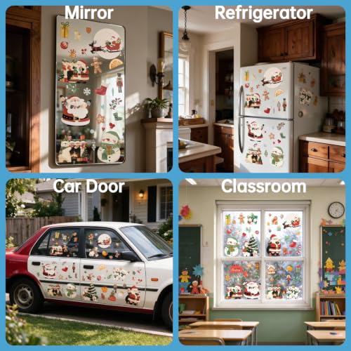 Dream Loom Christmas Window Clings - 9 Sheets Colorful Static Stickers for Glass Surfaces