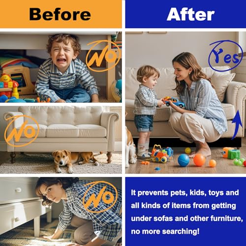 Under Couch Toy Blocker - 123" x 3" Furniture Gap Bumper & Pet Barrier