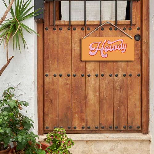 Howdy Western Wooden Hanging Sign 12x6 Inch Wall Decor for Home Office