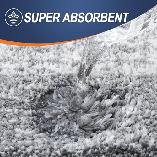 OLANLY 2-Piece Microfiber Bathroom Rug Set - Grey Shaggy Non-Slip Bath Mat and U-Shaped Contour Toilet Rug