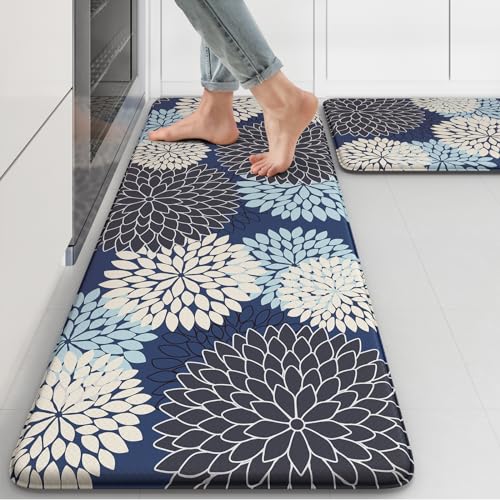 2-Piece Anti-Fatigue Kitchen Mat Set, Cushioned Waterproof Standing Floor Rugs