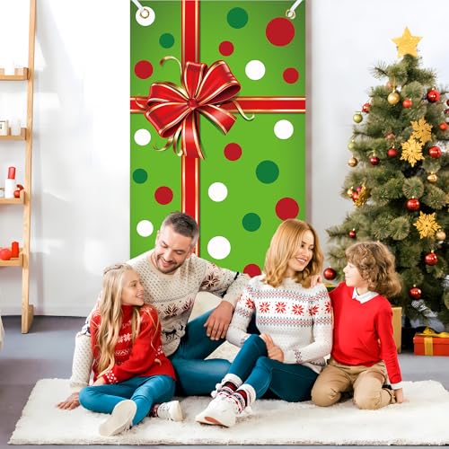 Christmas Door Cover Xmas Gift Box Banner Indoor Outdoor Holiday Decor 70.9"