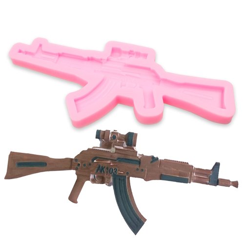 Gun Bullet Silicone Molds 5 Pcs, Pistol 3D Machine Gun Grenade Chocolate Fondant Mold for Cake Decoration Candy Sugar Cupcake Topper Polymer Clay Crafts