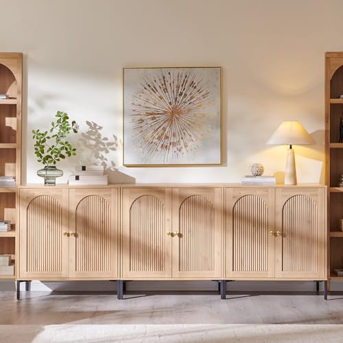 Modern 93" Fluted Arched Sideboard Buffet Cabinet with Adjustable Shelves
