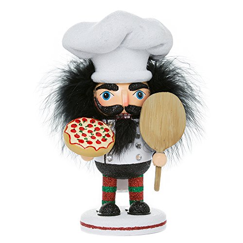 8-Inch Pizza Chef Wooden Nutcracker Figurine - Whimsical Holiday Decor