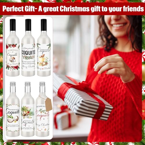 Potchen Lovely 12 Pack 25oz Christmas Coquito Plastic Wine Bottles for Homemade Drinks